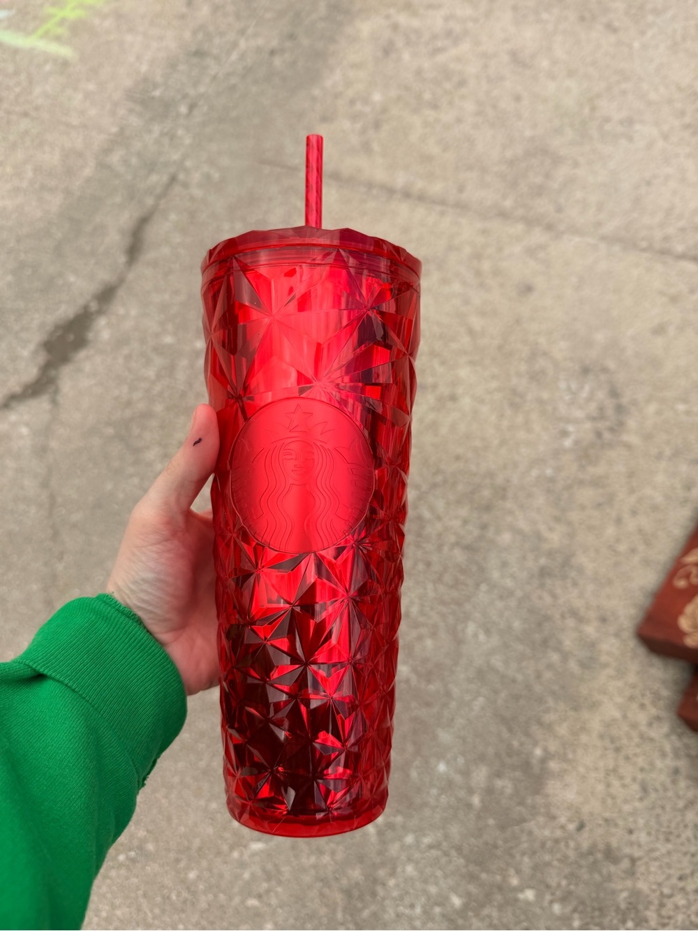 Starbucks Red Faceted Cold Cup Tumbler with Straw